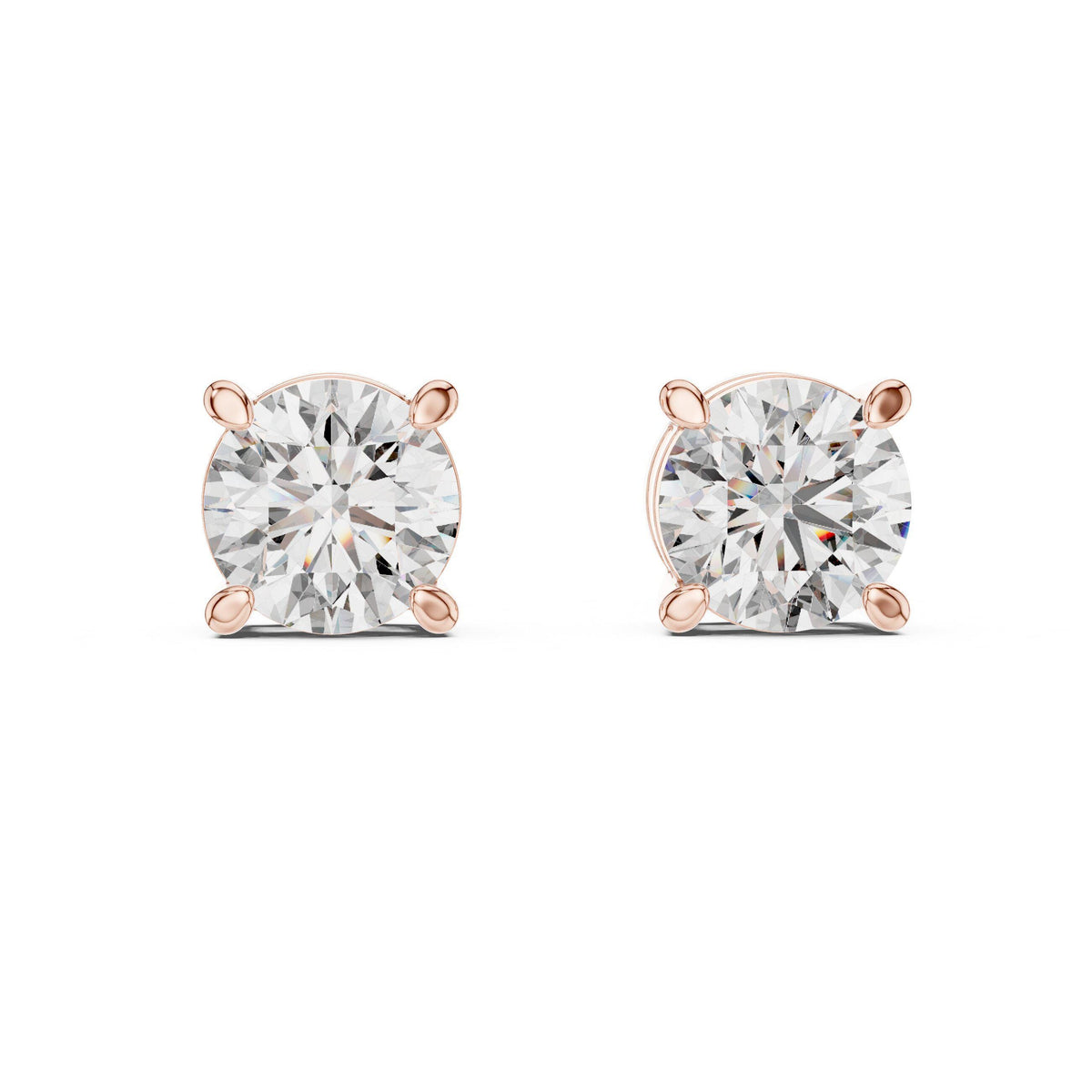 7mm Round Moissanite Four-Prong Stud Earrings – 925 Sterling Silver, 18K Gold Vermeil