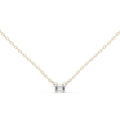Emerald-Cut Moissanite East-West Solitaire Necklace – 925 Sterling Silver, 18K Gold Vermeil