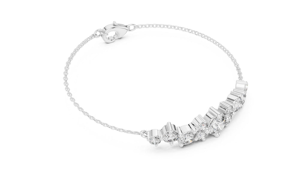 Graduated Moissanite Cluster Chain Bracelet – 925 Sterling Silver, 18K Gold Vermeil