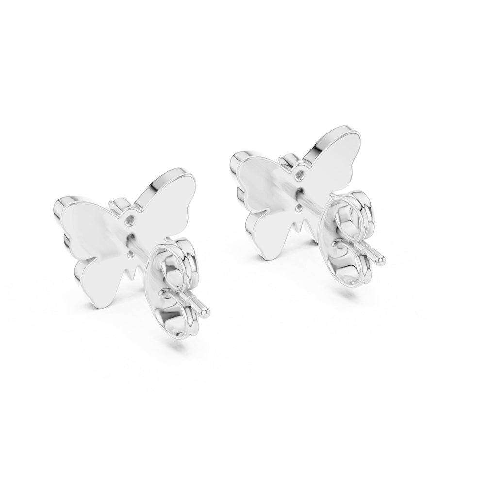 Moissanite & Enamel Butterfly Earrings – 925 Sterling Silver, 18K Gold Vermeil