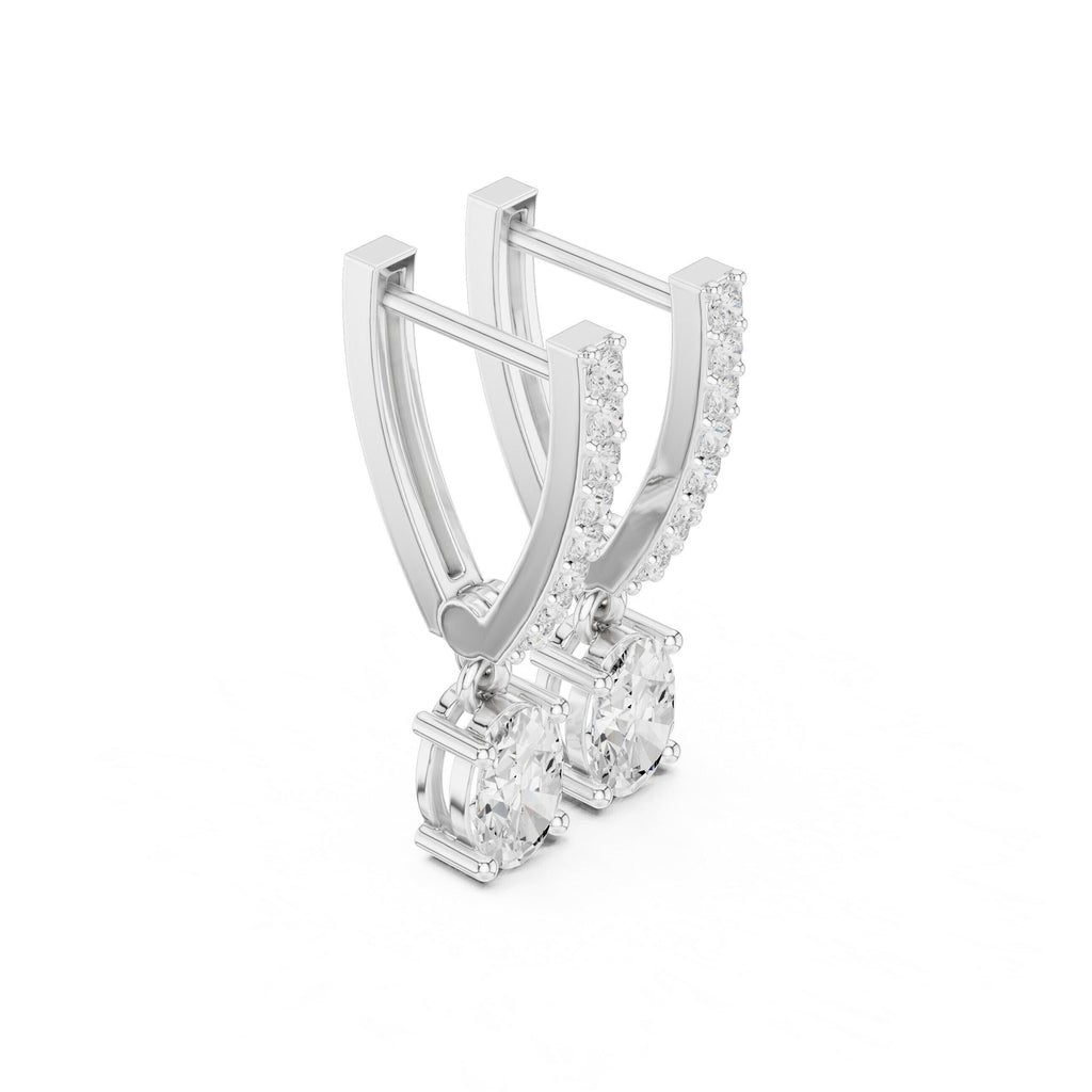 Emerald-Cut Moissanite Hoop Drop Earrings – 925 Sterling Silver, 18K Gold Vermeil