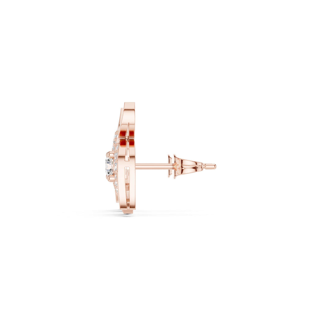 Moissanite Pavé Wing Stud Earrings – 925 Sterling Silver, 18K Gold Vermeil