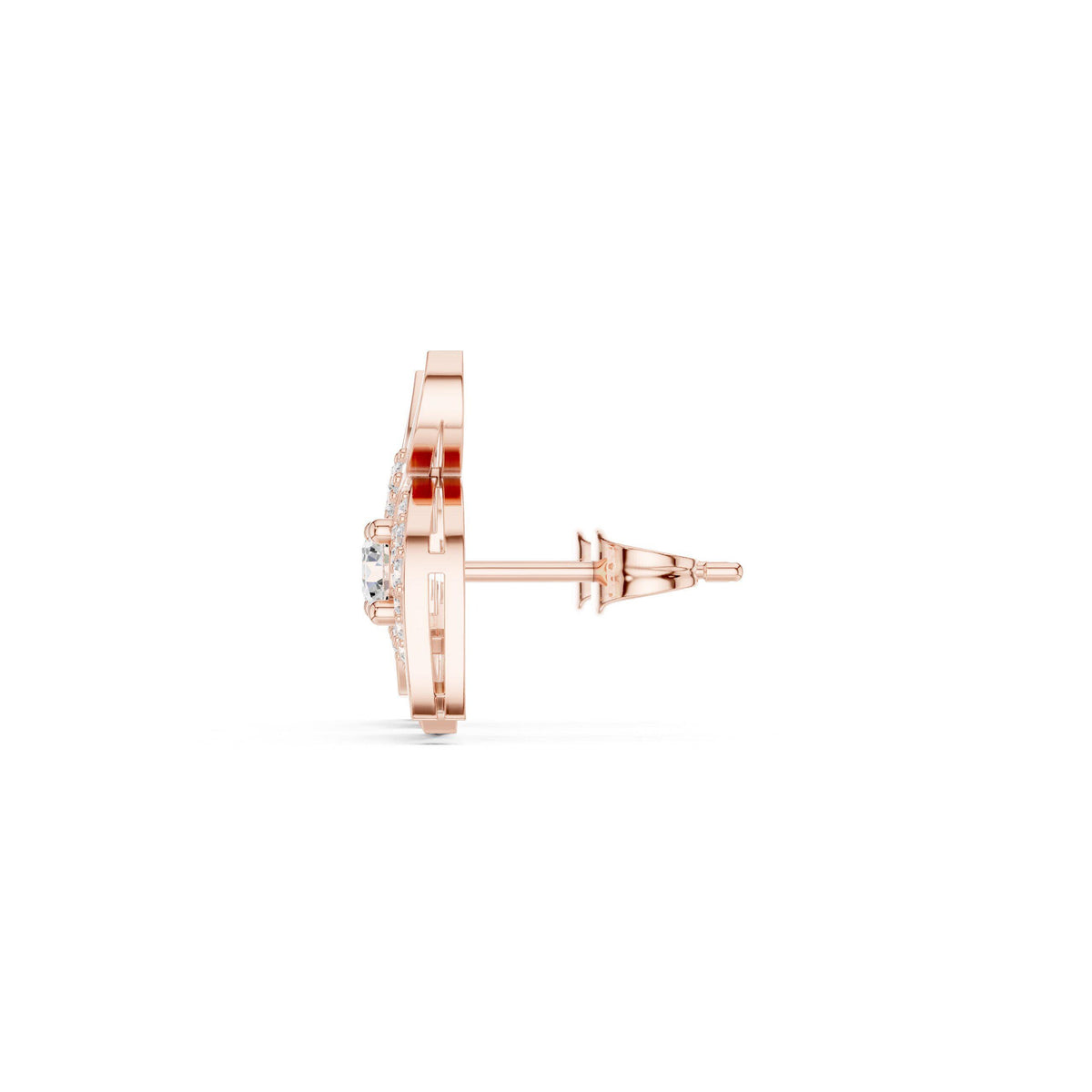 Moissanite Pavé Wing Stud Earrings – 925 Sterling Silver, 18K Gold Vermeil