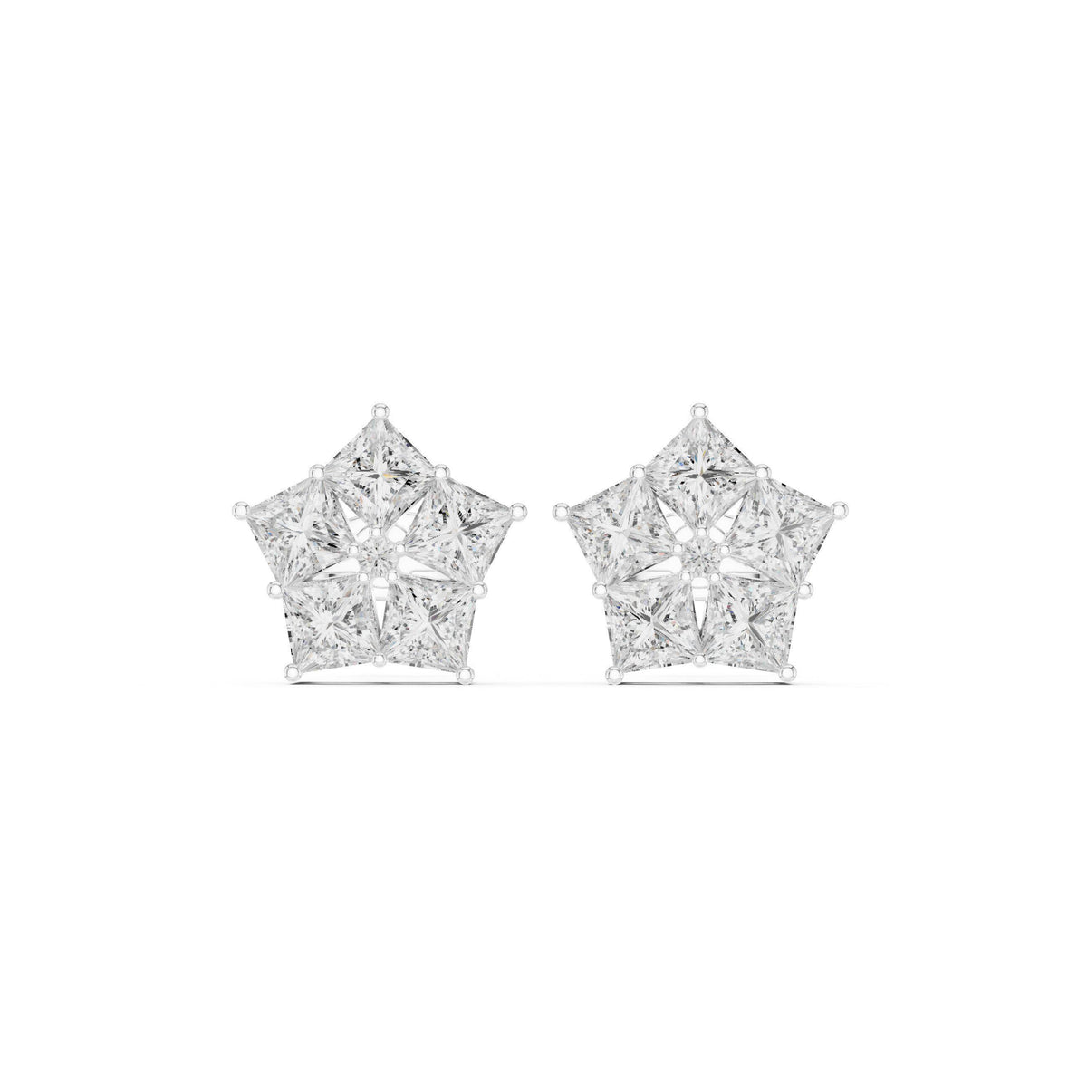 Pear Moissanite Star Cluster Stud Earrings – 925 Sterling Silver, 18K Gold Vermeil