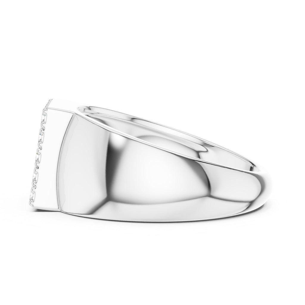 Men's Square Pavé Moissanite Signet Ring – 925 Sterling Silver, 18K Gold Vermeil