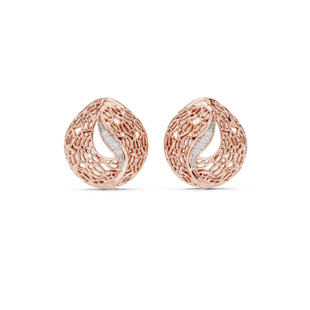 Moissanite Lattice Dome Stud Earrings – 925 Sterling Silver, 18K Gold Vermeil