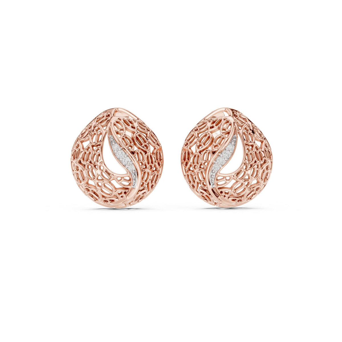 Moissanite Lattice Dome Stud Earrings – 925 Sterling Silver, 18K Gold Vermeil