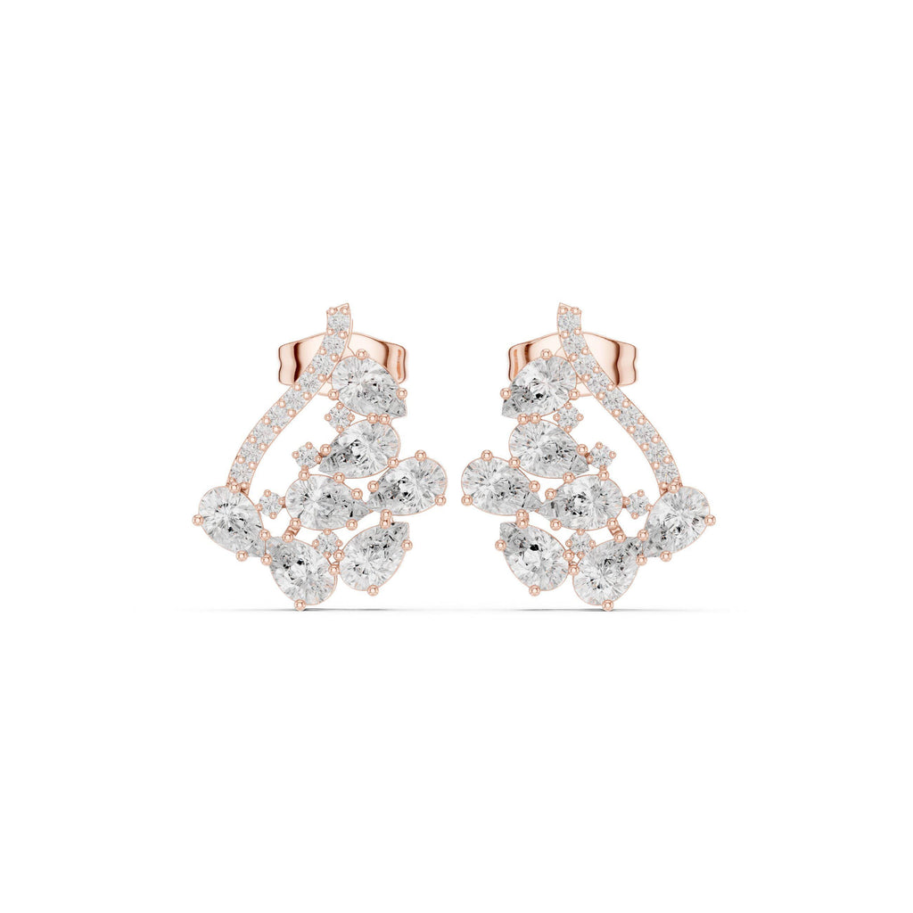Marquise Moissanite Open Triangle Stud Earrings – 925 Sterling Silver, 18K Gold Vermeil