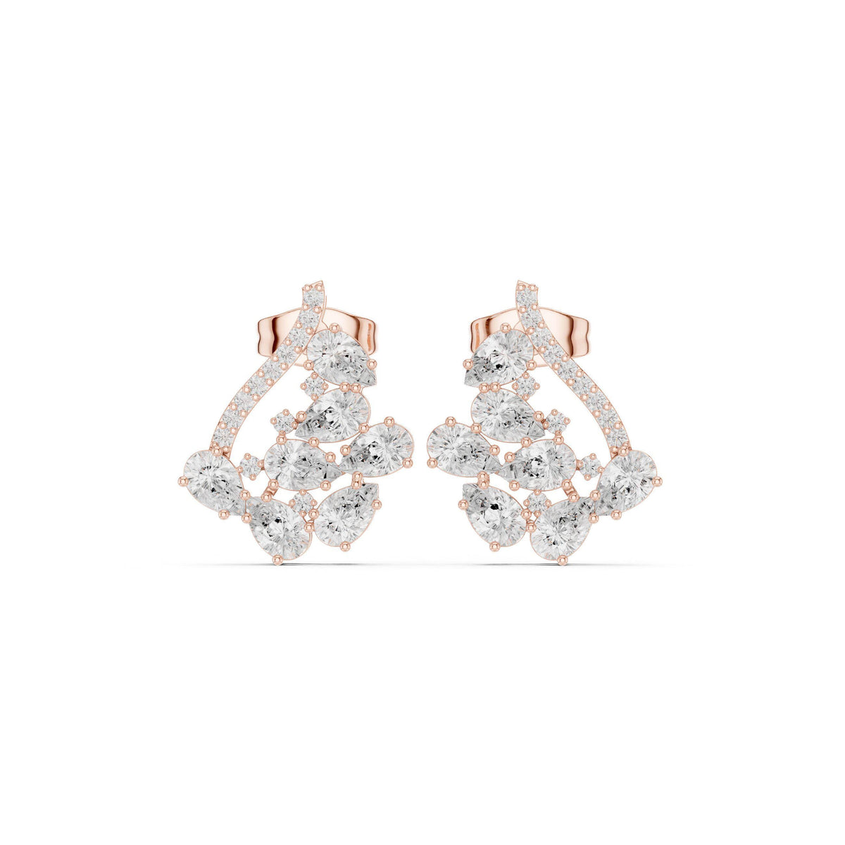 Marquise Moissanite Open Triangle Stud Earrings – 925 Sterling Silver, 18K Gold Vermeil