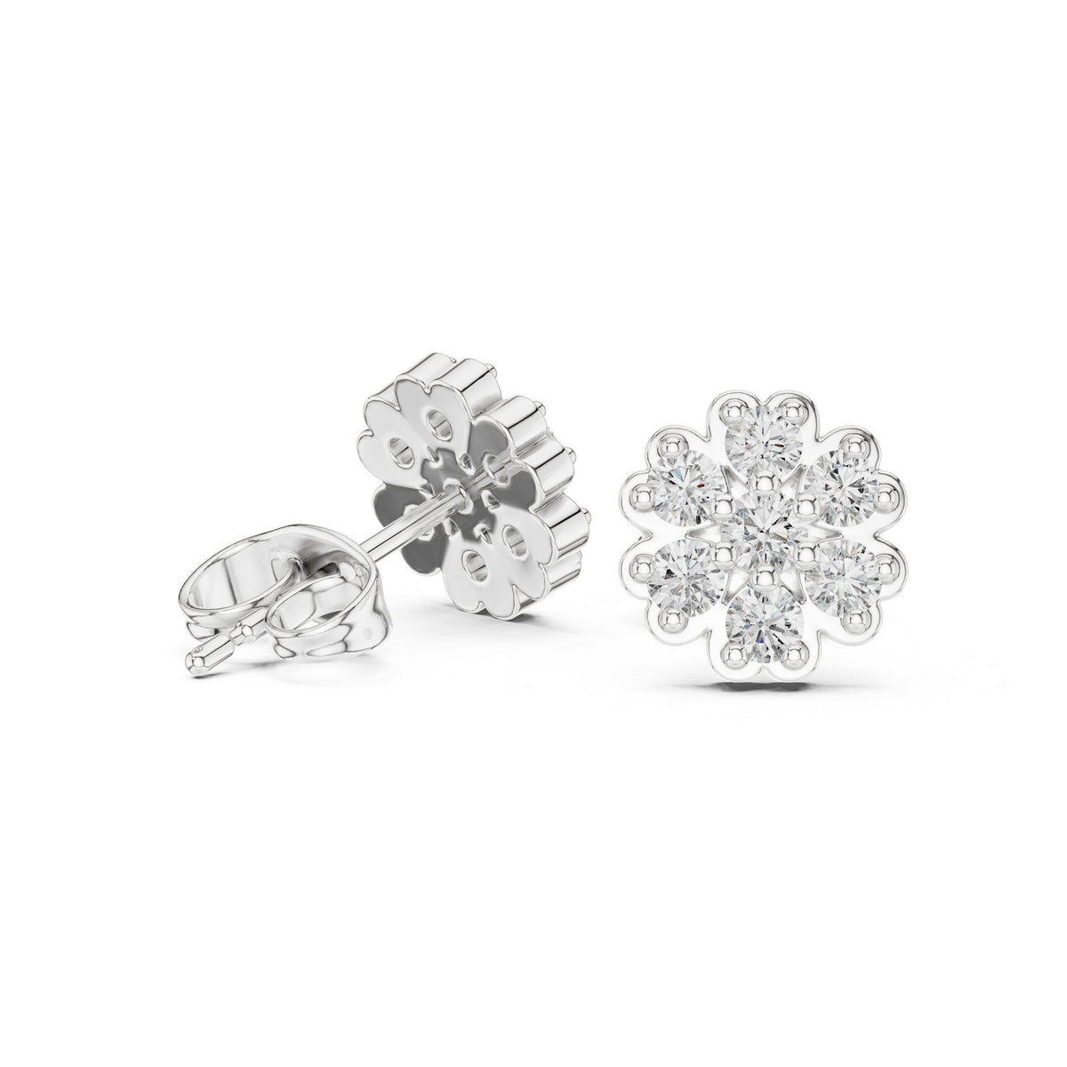 Moissanite Four-Leaf Clover Stud Earrings – 925 Sterling Silver, 18K Gold Vermeil