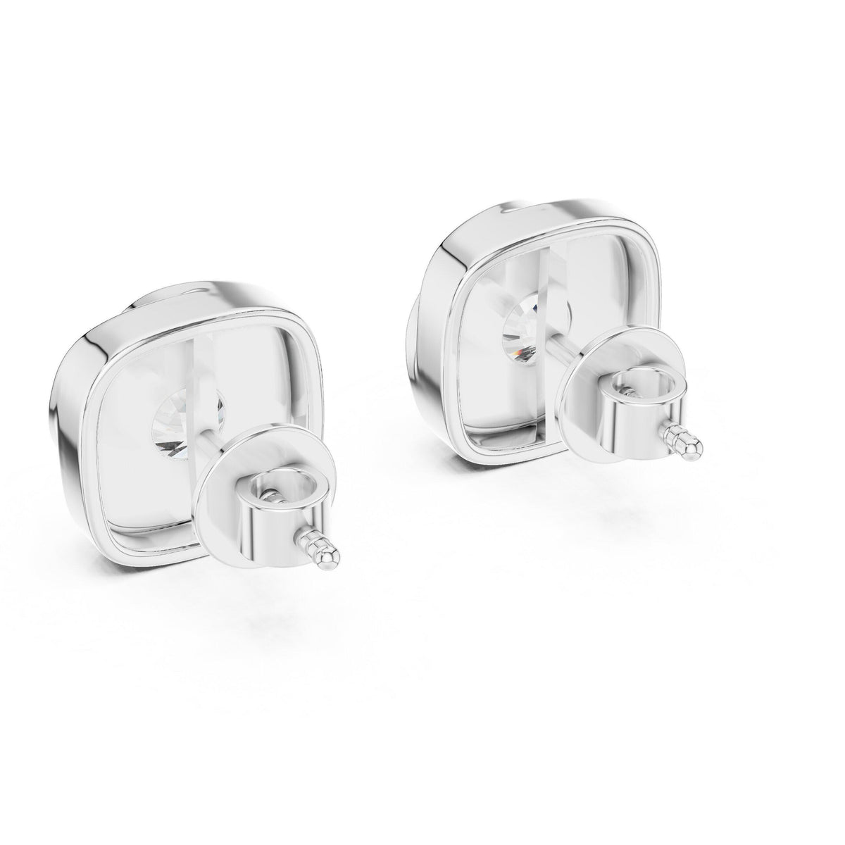 6.3mm Round Moissanite Swirl Cushion Stud Earrings – 925 Sterling Silver, 18K Gold Vermeil