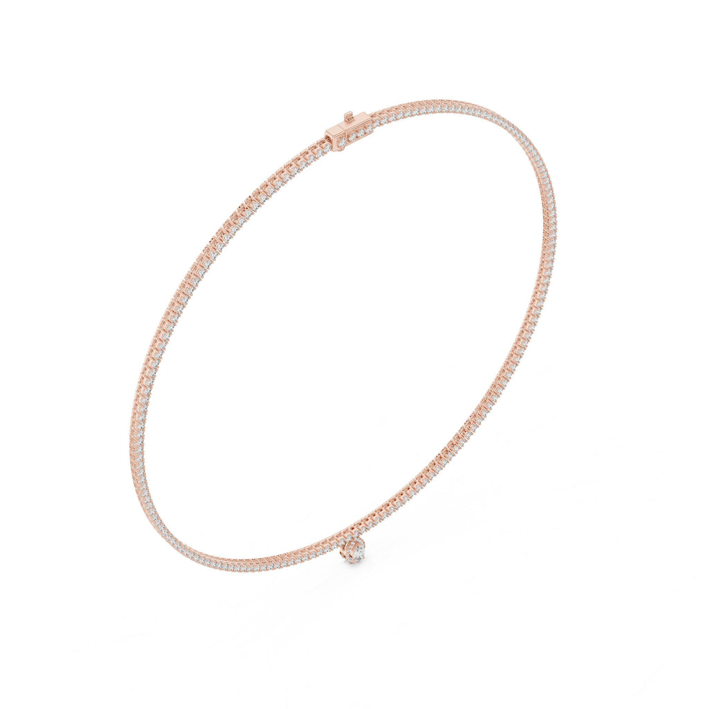 Pear Moissanite Drop Tennis Necklace – 925 Sterling Silver, 18K Gold Vermeil