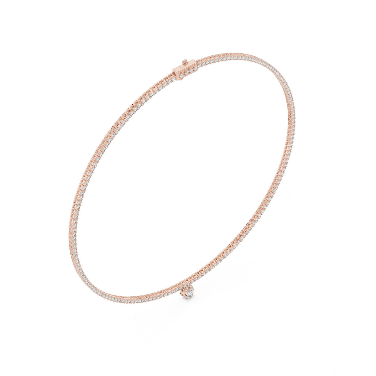 Pear Moissanite Drop Tennis Necklace – 925 Sterling Silver, 18K Gold Vermeil