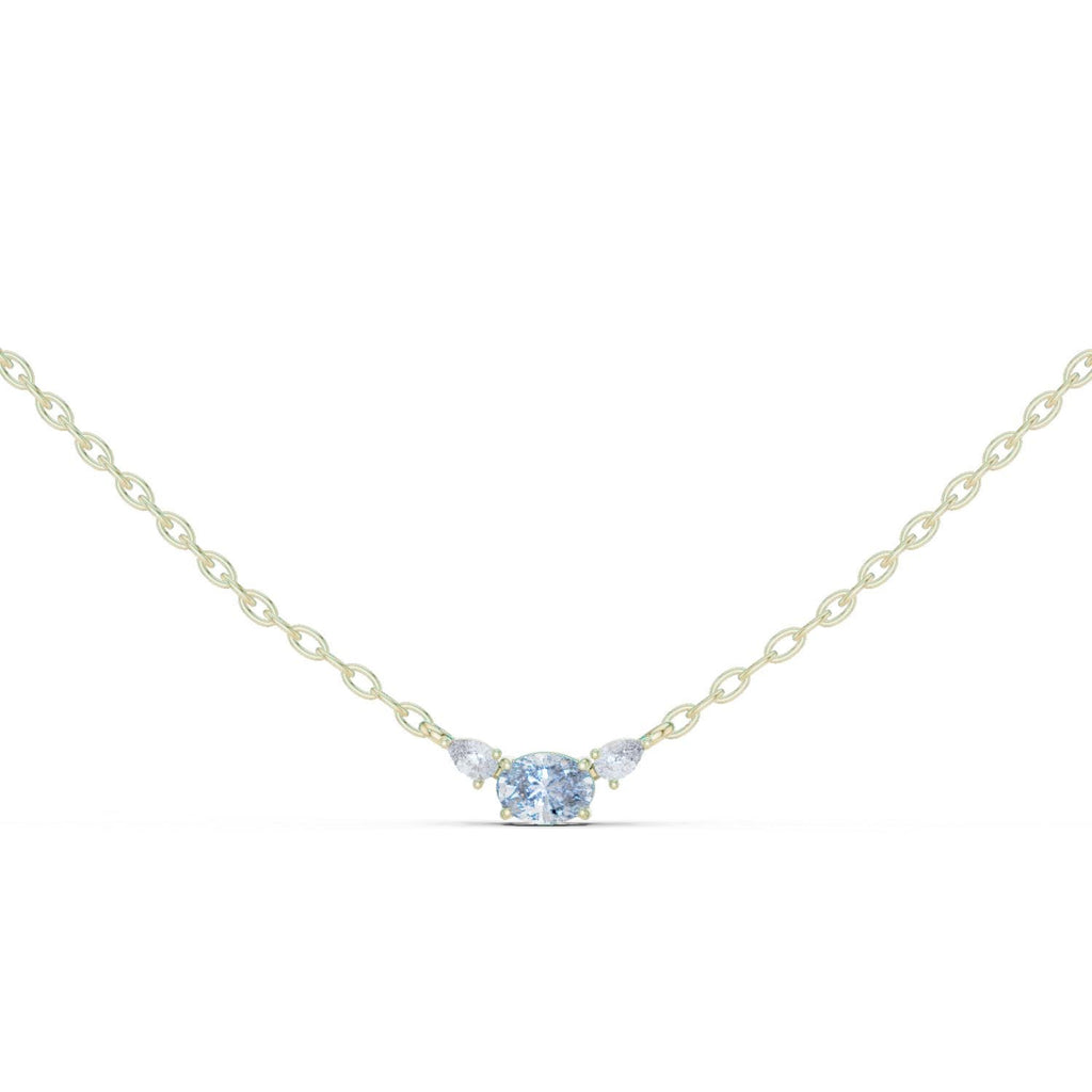 Oval & Pear Moissanite Three-Stone Necklace – 925 Sterling Silver, 18K Gold Vermeil