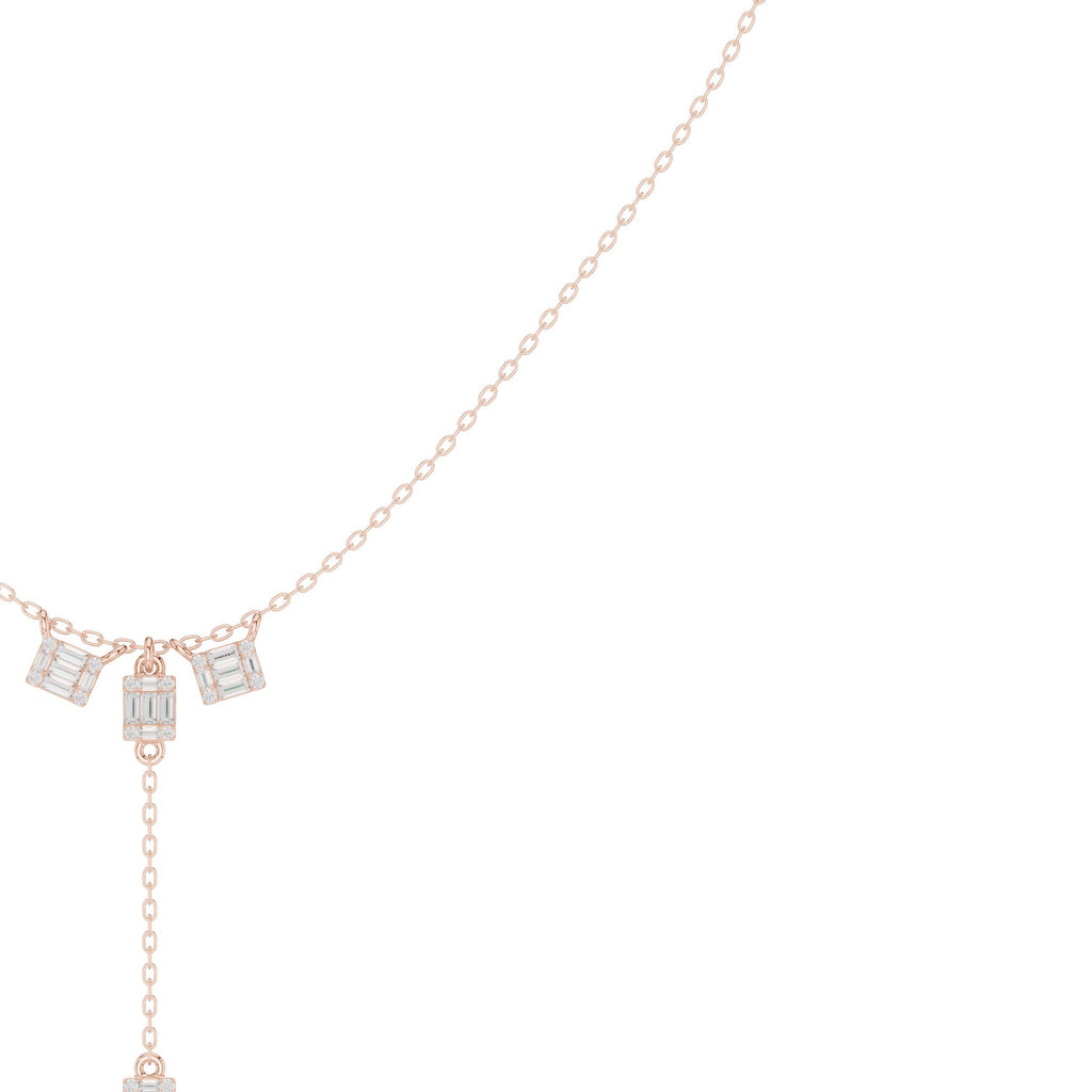 Baguette Moissanite Lariat Necklace – 925 Sterling Silver, 18K Gold Vermeil