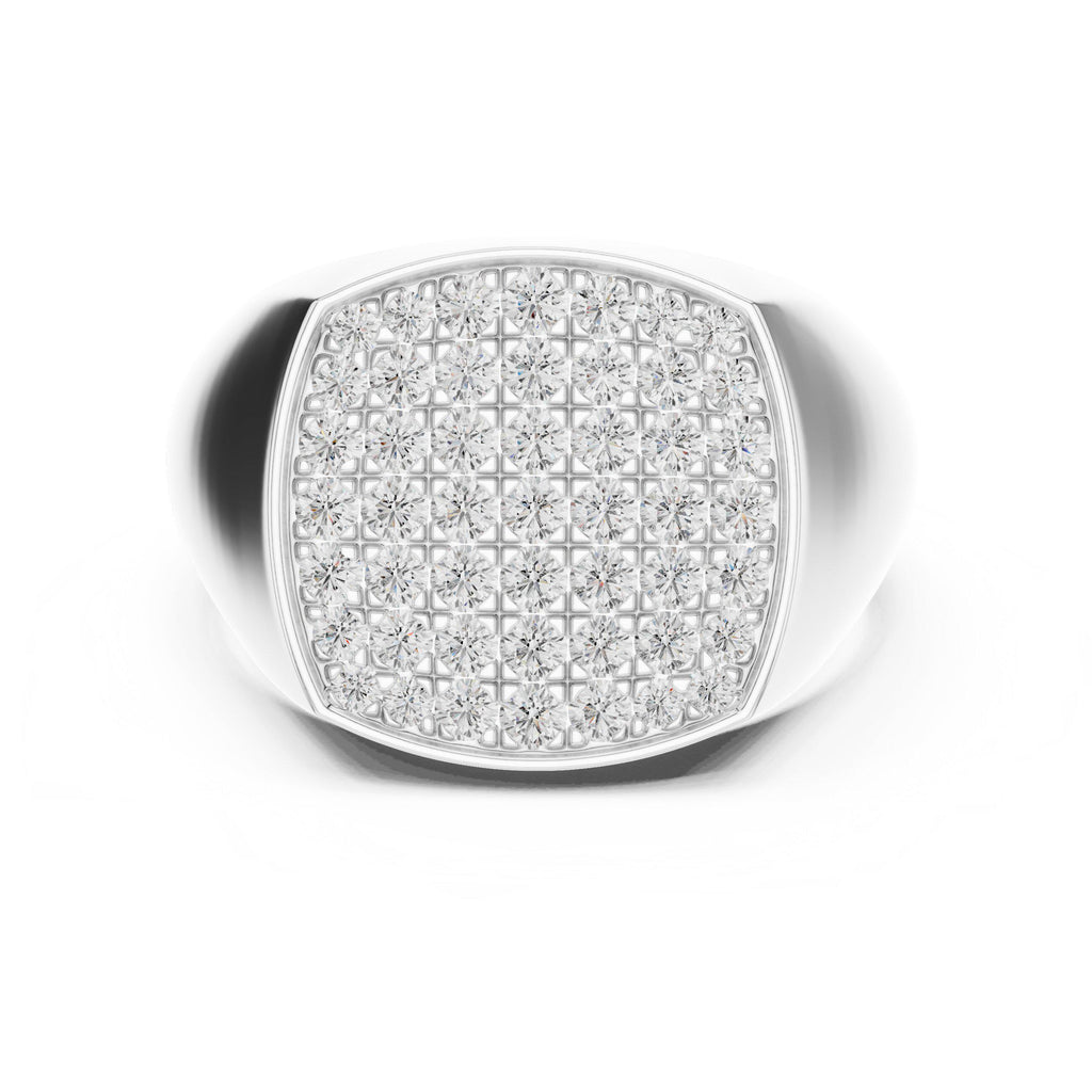 Men's Cushion-Shaped Pavé Moissanite Signet Ring – 925 Sterling Silver, 18K Gold Vermeil