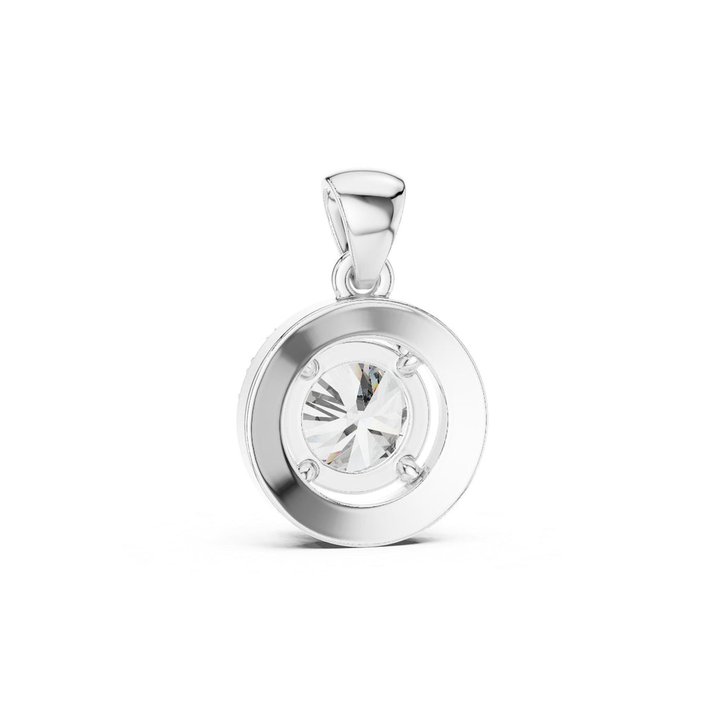 6.5mm Round Moissanite Halo Pendant Necklace – 925 Sterling Silver, 18K Gold Vermeil