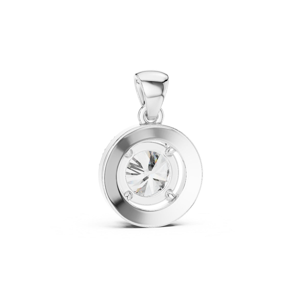 6.5mm Round Moissanite Halo Pendant Necklace – 925 Sterling Silver, 18K Gold Vermeil
