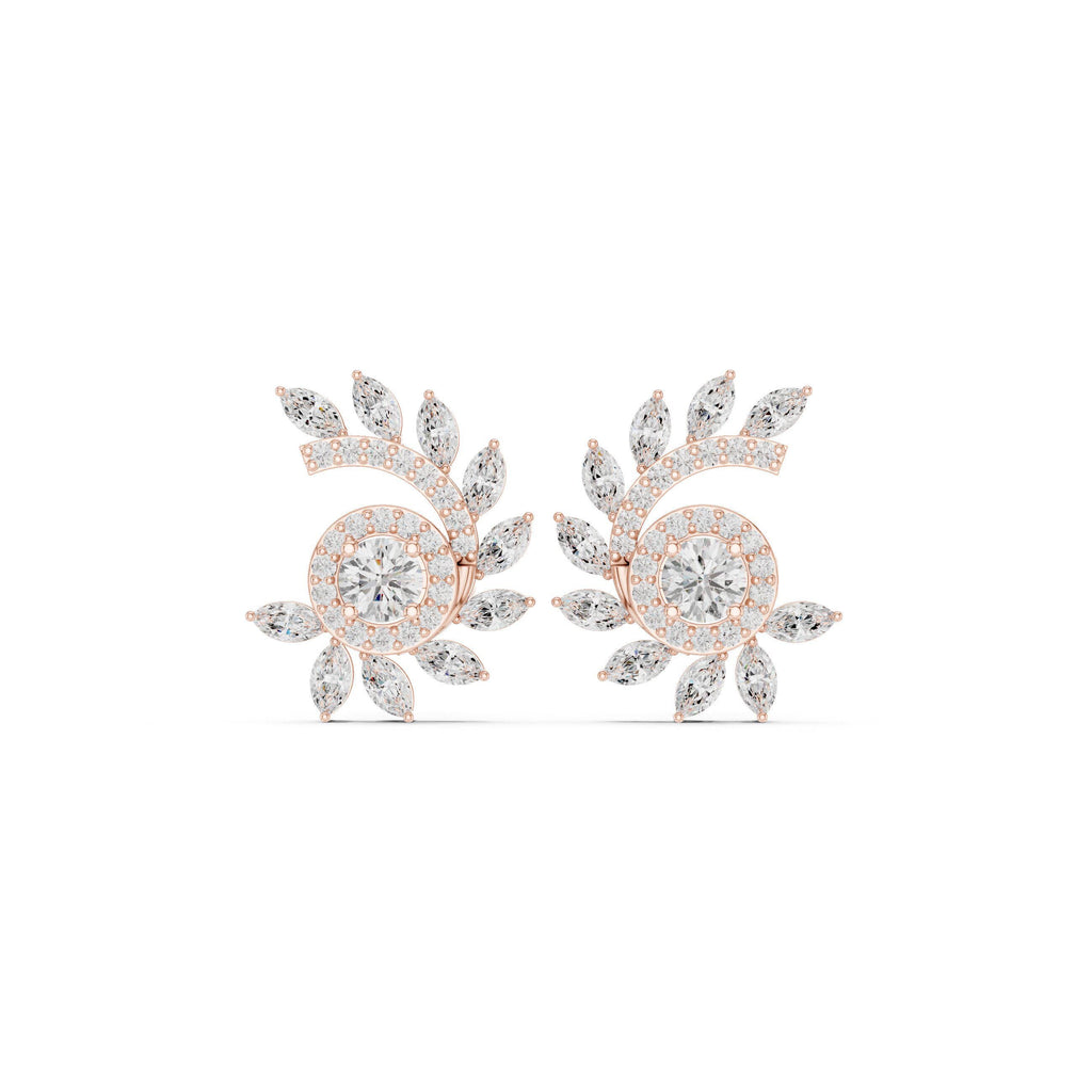 Marquise Moissanite Sunburst Spray Stud Earrings – 925 Sterling Silver, 18K Gold Vermeil