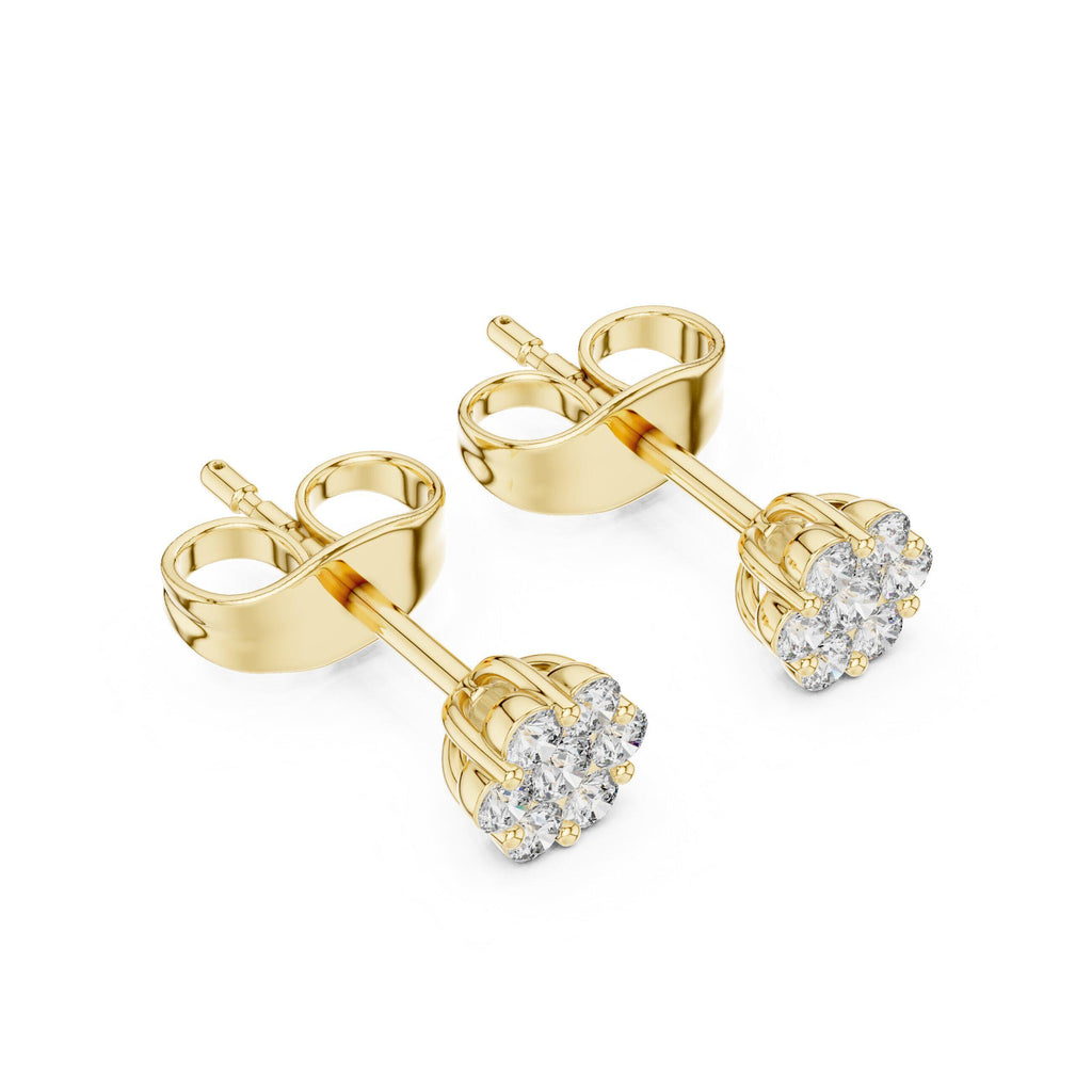 Moissanite Round Cluster Stud Earrings – 925 Sterling Silver, 18K Gold Vermeil