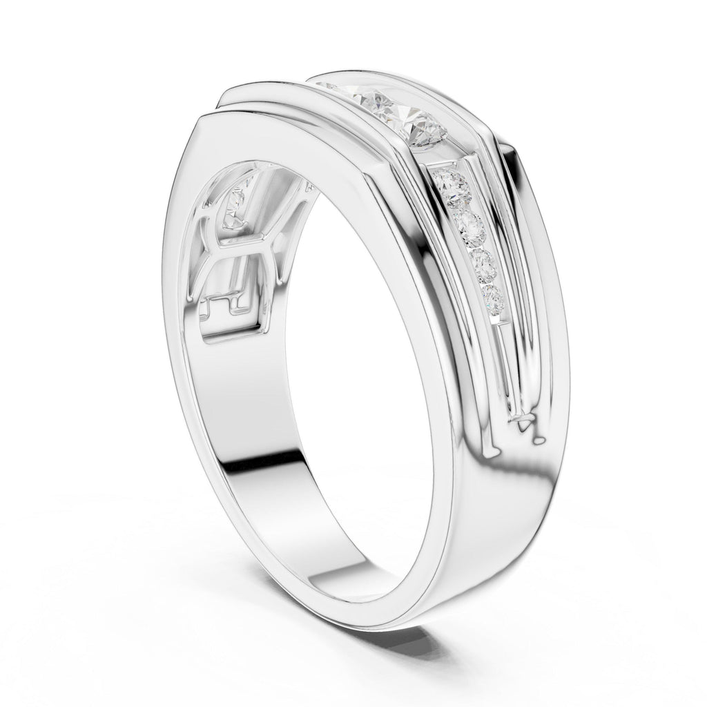 Men's Five-Stone Channel-Set Moissanite Band – 925 Sterling Silver, 18K Gold Vermeil