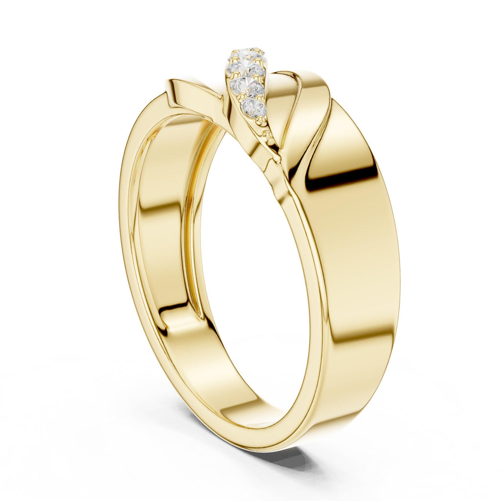 Men's Diagonal Pavé Moissanite Band – 925 Sterling Silver, 18K Gold Vermeil