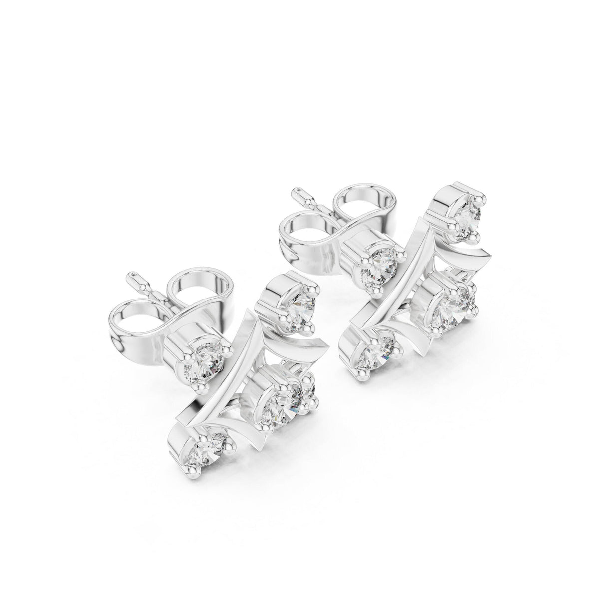 Moissanite Four-Point Star Frame Stud Earrings – 925 Sterling Silver, 18K Gold Vermeil