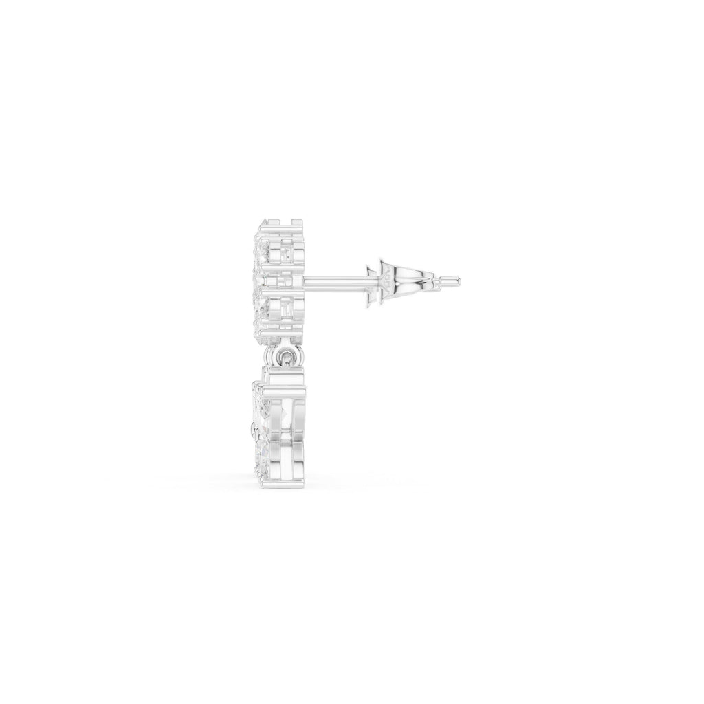 Moissanite Flower & Starburst Drop Earrings – 925 Sterling Silver, 18K Gold Vermeil