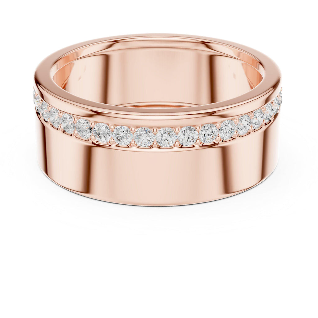 Men's Wide Band with Pavé Moissanite Stripe – 925 Sterling Silver, 18K Gold Vermeil