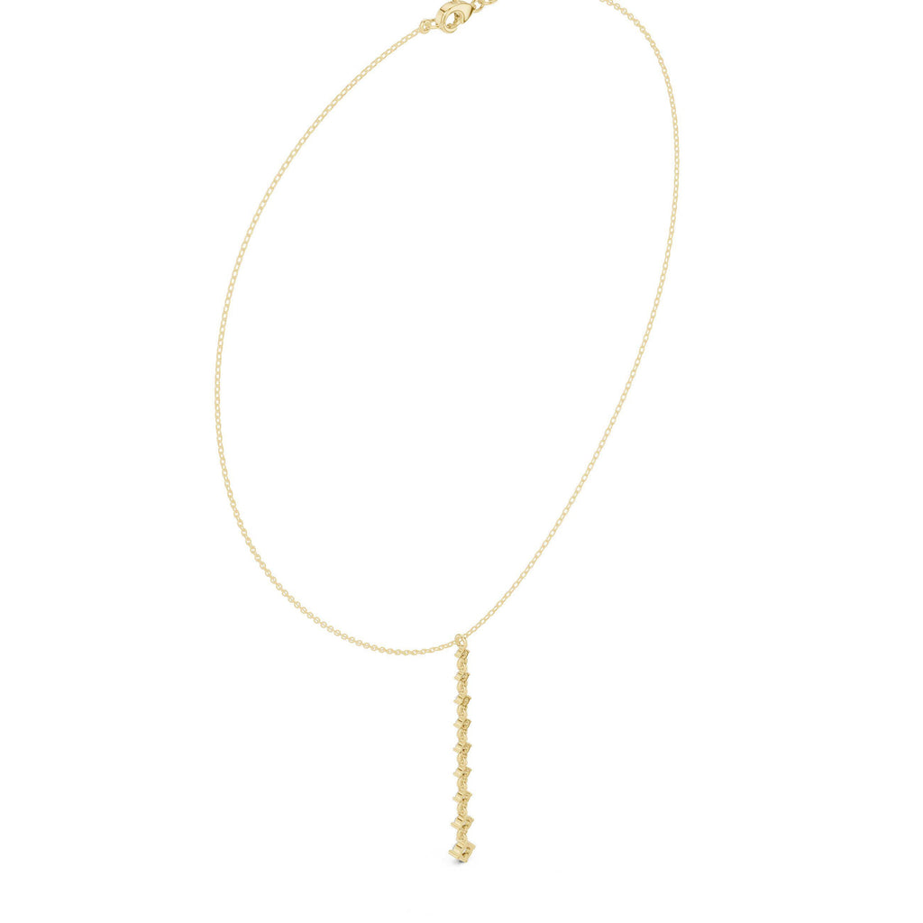 Moissanite Linear Drop Lariat Necklace – 925 Sterling Silver, 18K Gold Vermeil