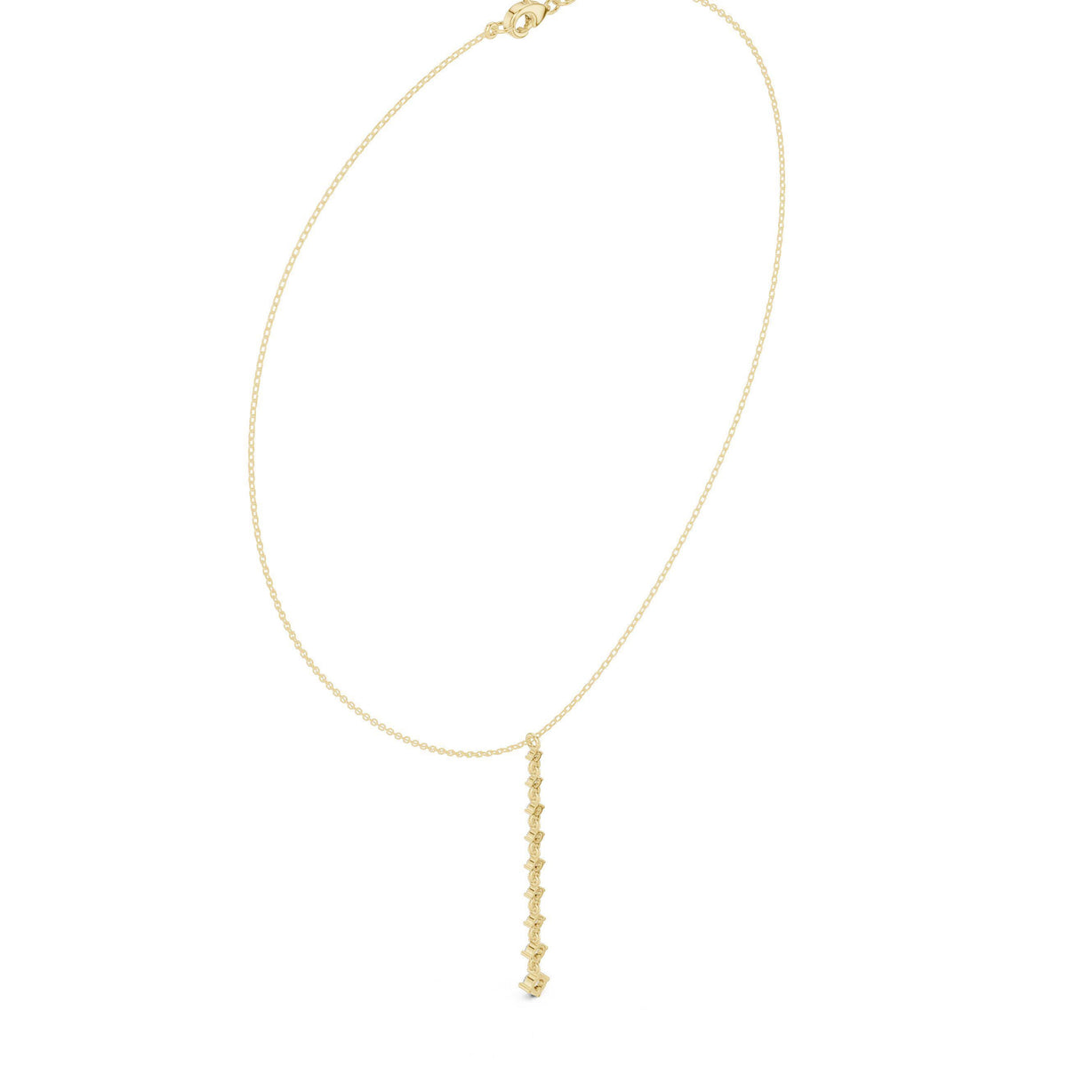 Moissanite Linear Drop Lariat Necklace – 925 Sterling Silver, 18K Gold Vermeil