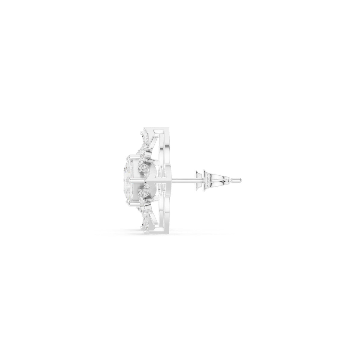 Marquise Moissanite Compass Star Stud Earrings – 925 Sterling Silver, 18K Gold Vermeil