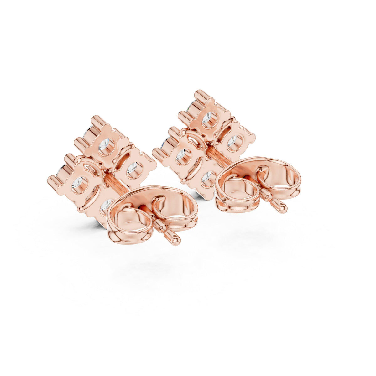 Moissanite Diamond-Shape Cluster Stud Earrings – 925 Sterling Silver, 18K Gold Vermeil