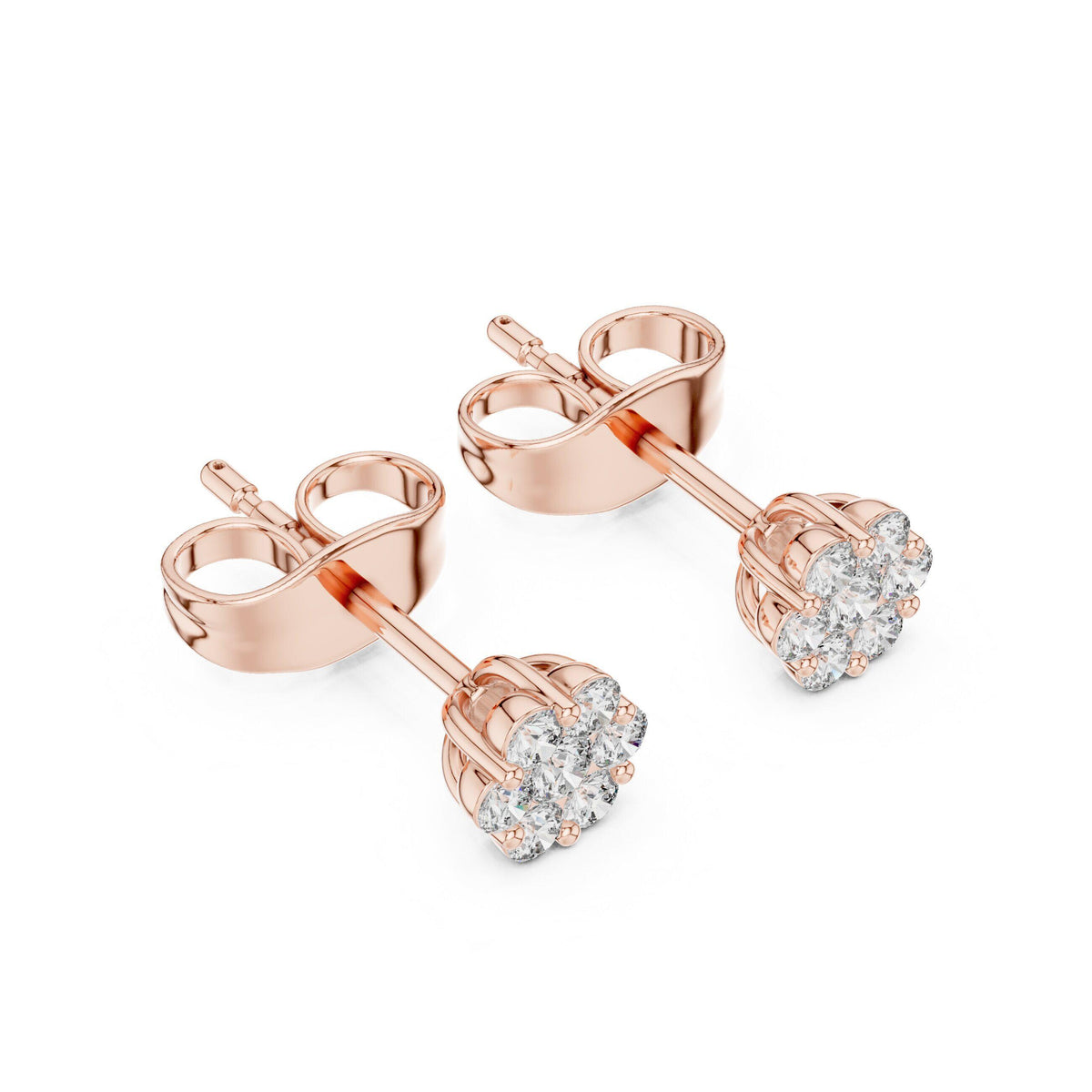 Moissanite Round Cluster Stud Earrings – 925 Sterling Silver, 18K Gold Vermeil