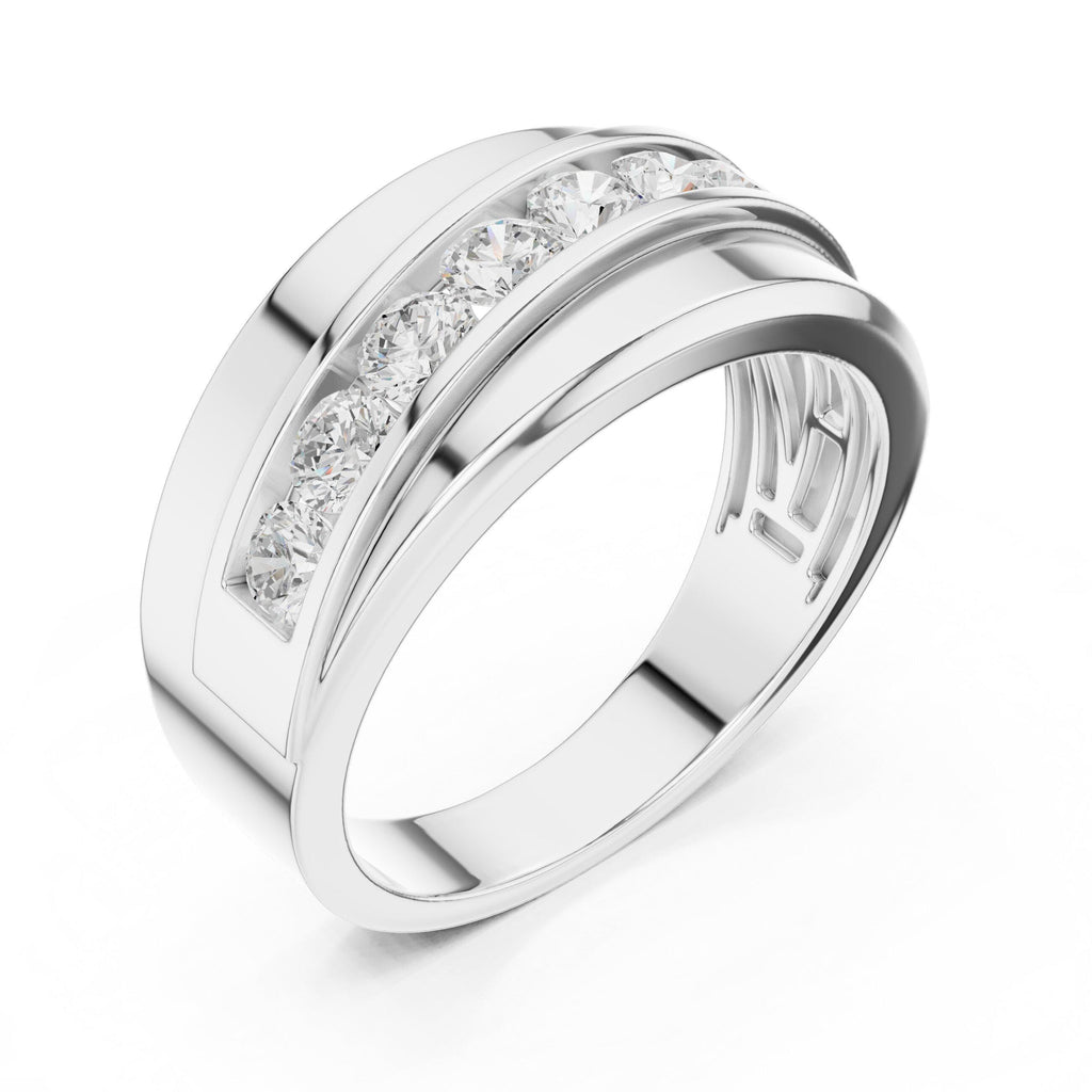 Men's Diagonal Channel-Set Moissanite Band – 925 Sterling Silver, 18K Gold Vermeil