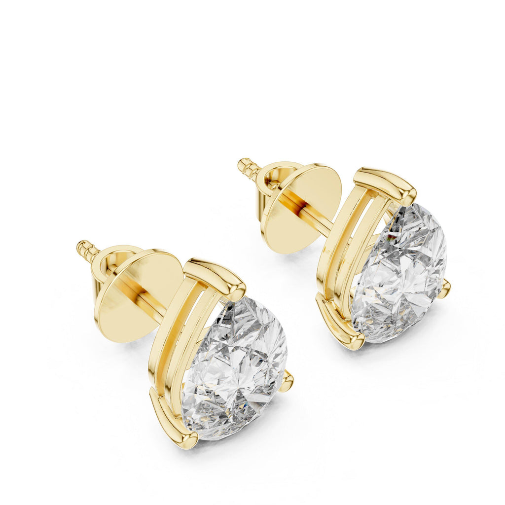 Pear Moissanite Stud Earrings – 925 Sterling Silver, 18K Gold Vermeil