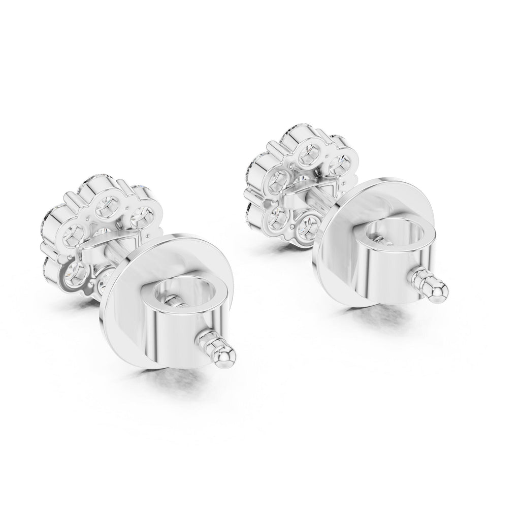 Moissanite Flower Cluster Stud Earrings – 925 Sterling Silver, 18K Gold Vermeil
