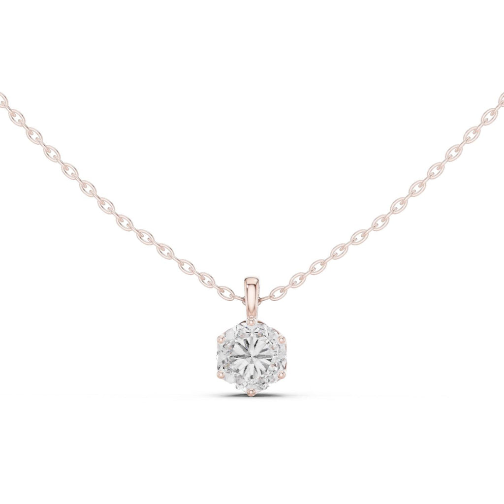 Round Moissanite Six-Prong Solitaire Necklace – 925 Sterling Silver, 18K Gold Vermeil