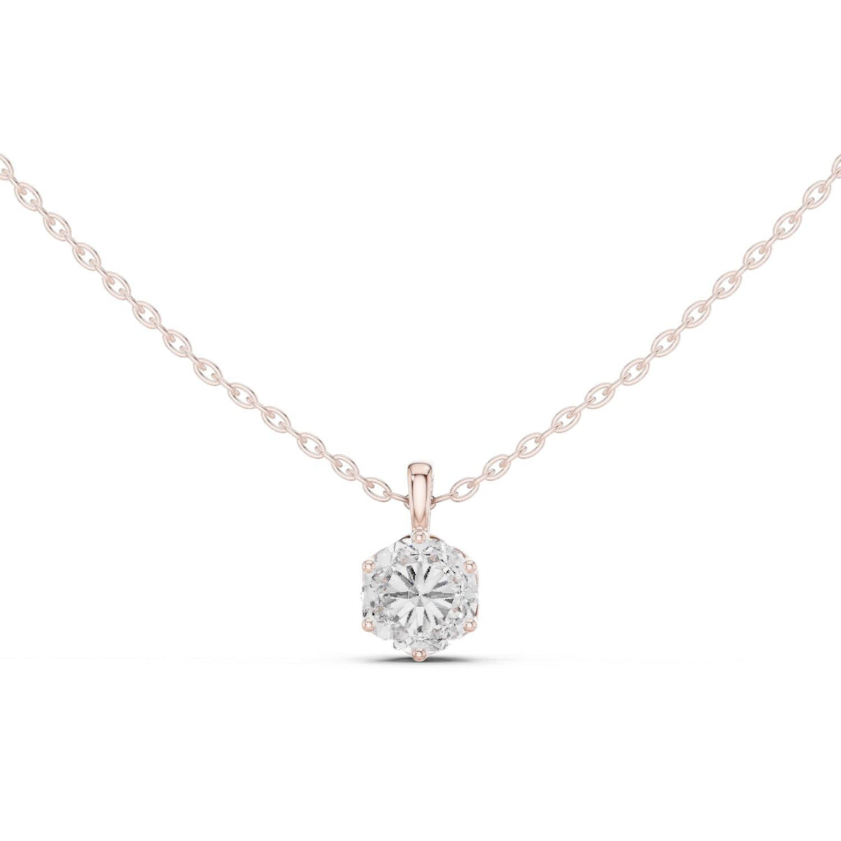 Round Moissanite Six-Prong Solitaire Necklace – 925 Sterling Silver, 18K Gold Vermeil
