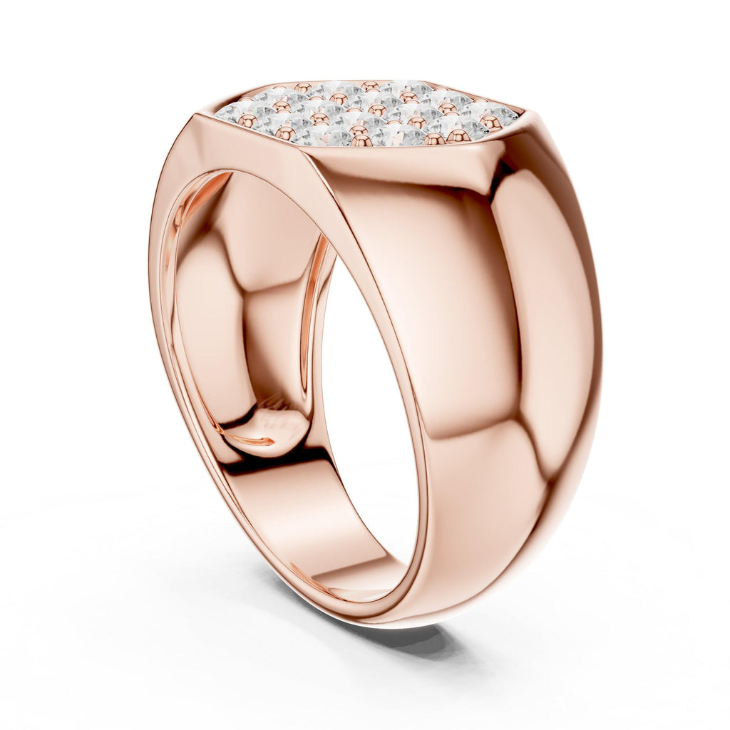 Men's Hexagon Pavé Moissanite Signet Ring – 925 Sterling Silver, 18K Gold Vermeil