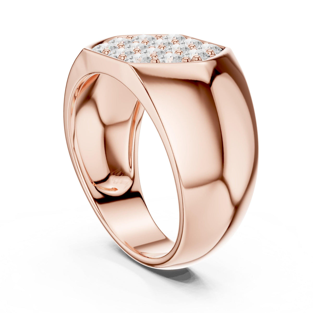 Men's Hexagon Pavé Moissanite Signet Ring – 925 Sterling Silver, 18K Gold Vermeil