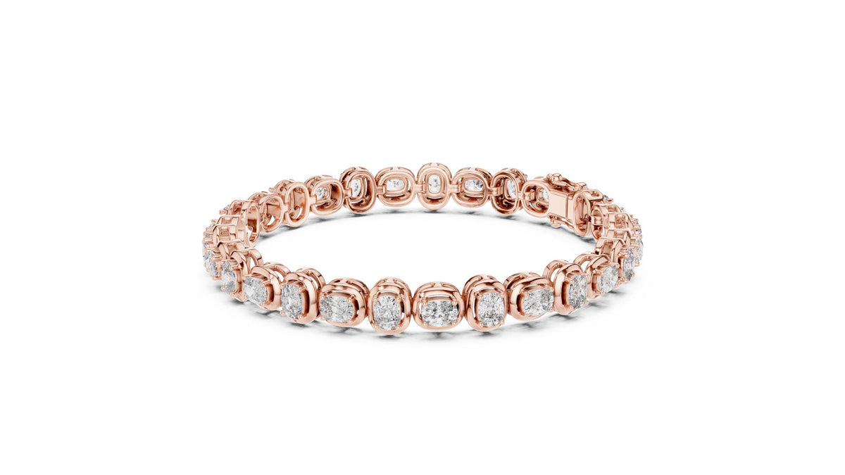 3x4mm Cushion Moissanite Tennis Bracelet – 925 Sterling Silver, 18K Gold Vermeil