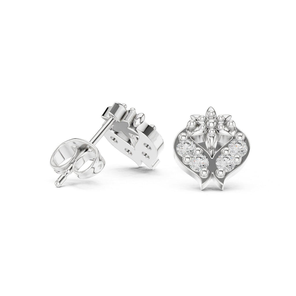 Moissanite Ornate Dome Stud Earrings – 925 Sterling Silver, 18K Gold Vermeil