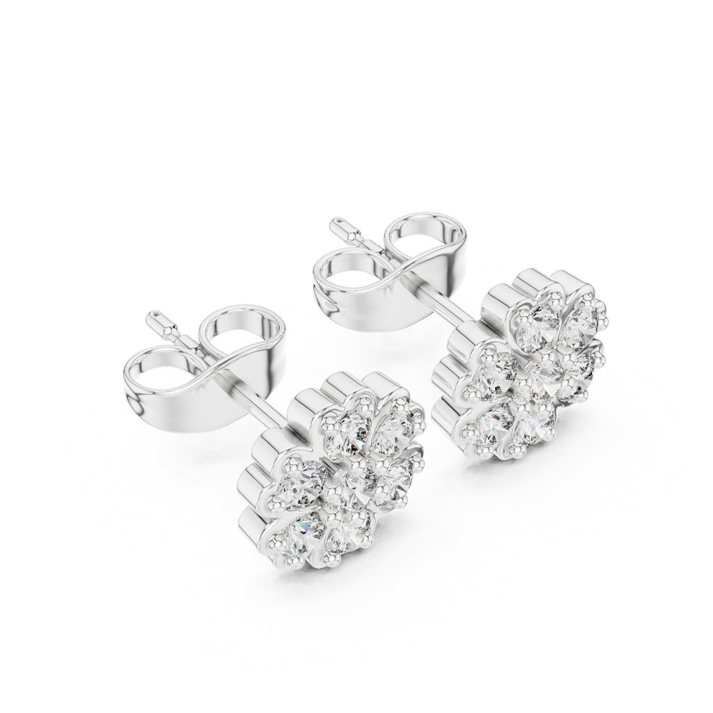 Moissanite Four-Leaf Clover Stud Earrings – 925 Sterling Silver, 18K Gold Vermeil