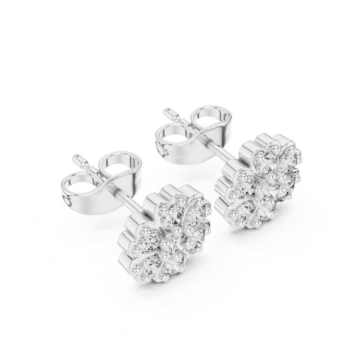 Moissanite Four-Leaf Clover Stud Earrings – 925 Sterling Silver, 18K Gold Vermeil