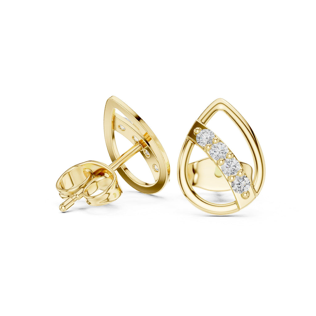 Moissanite Open Teardrop Stud Earrings – 925 Sterling Silver, 18K Gold Vermeil