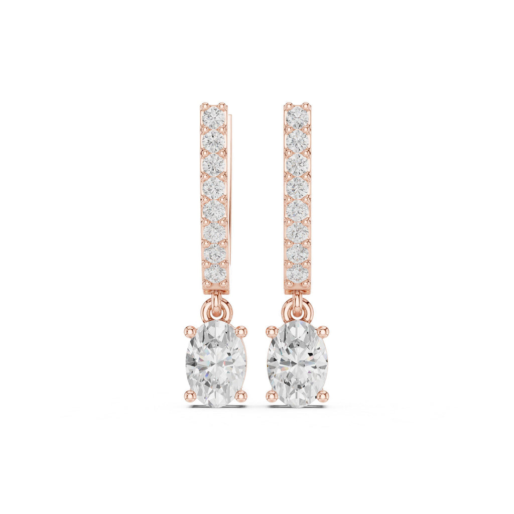 Emerald-Cut Moissanite Hoop Drop Earrings – 925 Sterling Silver, 18K Gold Vermeil
