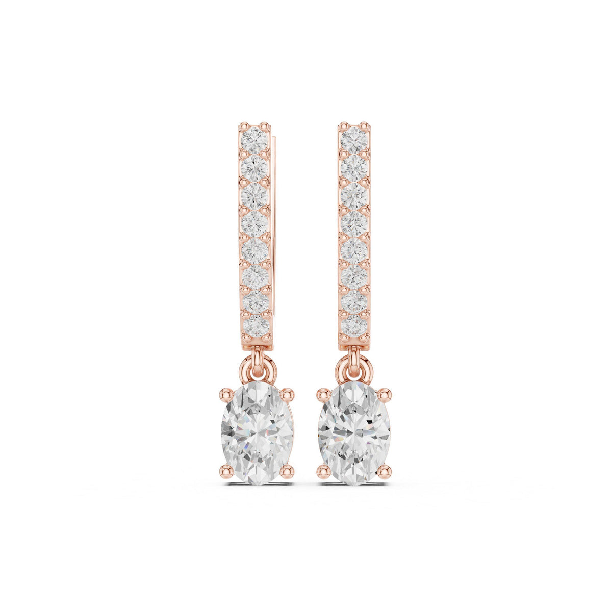 Emerald-Cut Moissanite Hoop Drop Earrings – 925 Sterling Silver, 18K Gold Vermeil