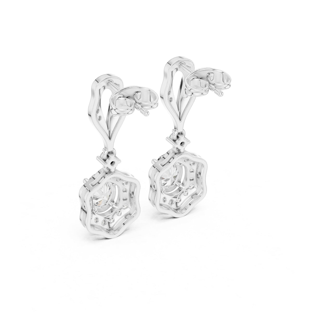 Oval Moissanite Vintage Halo Drop Earrings – 925 Sterling Silver, 18K Gold Vermeil