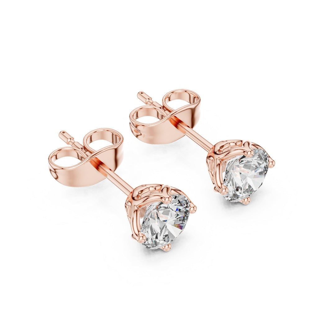 Round Moissanite Solitaire Stud Earrings – 925 Sterling Silver, 18K Gold Vermeil